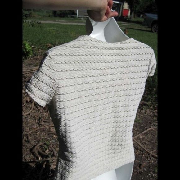 Freebie/ Previously White Textured Patterned Material Shirt Polyester Small - Picture 6 of 7